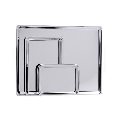 Instrumententablett Edelstahl 18/10 mit glattem Rand, 21,5x16x1,8cm