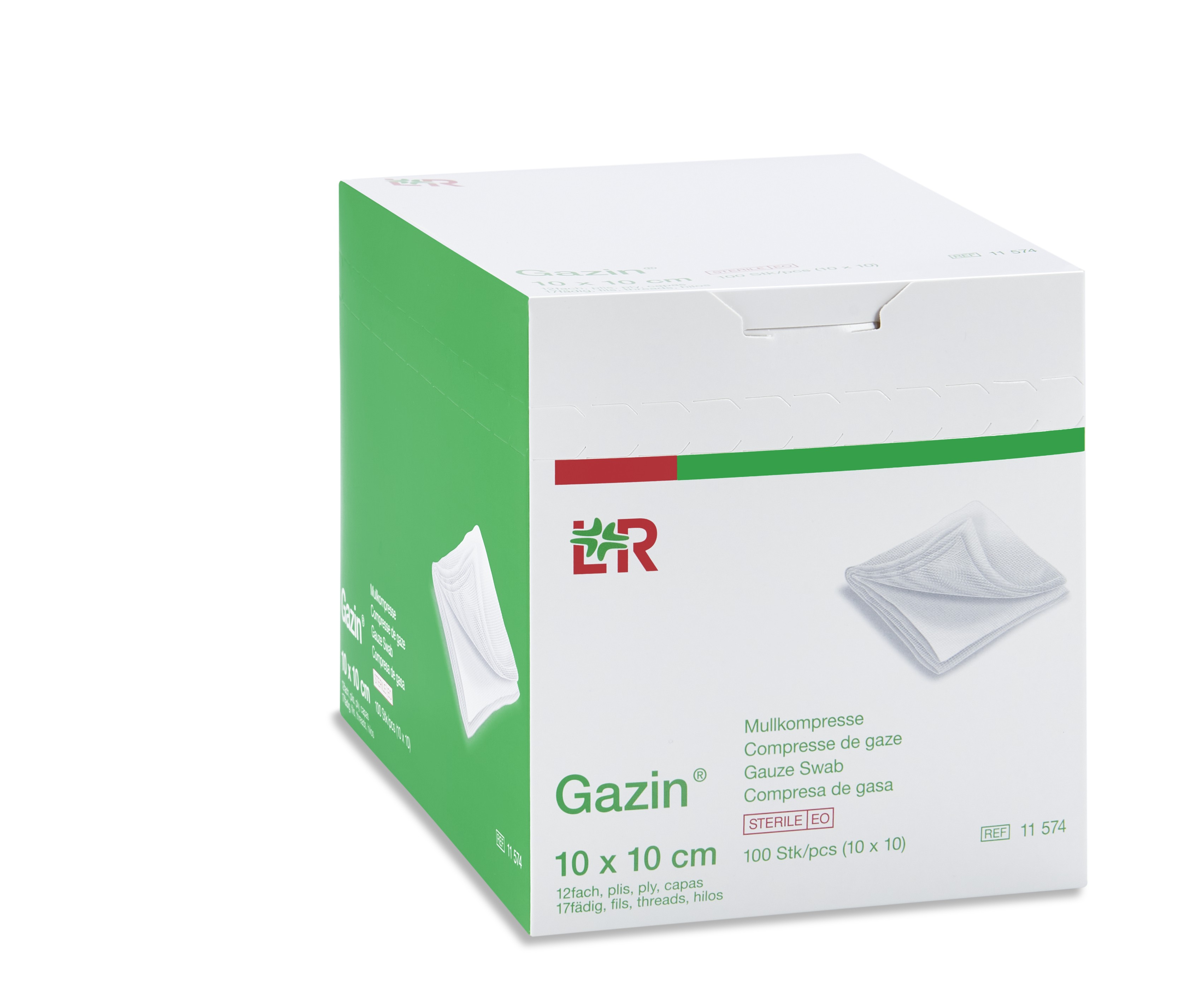 Gazin Mullkompresse steril, 10x10cm, 12f, 17fdg, 10x10 Stk