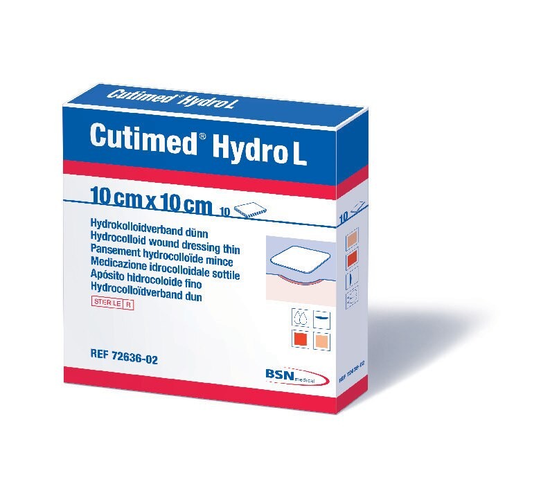 Cutimed Hydro L 10x10cm AP10 dünner Hydrokolloidverband
