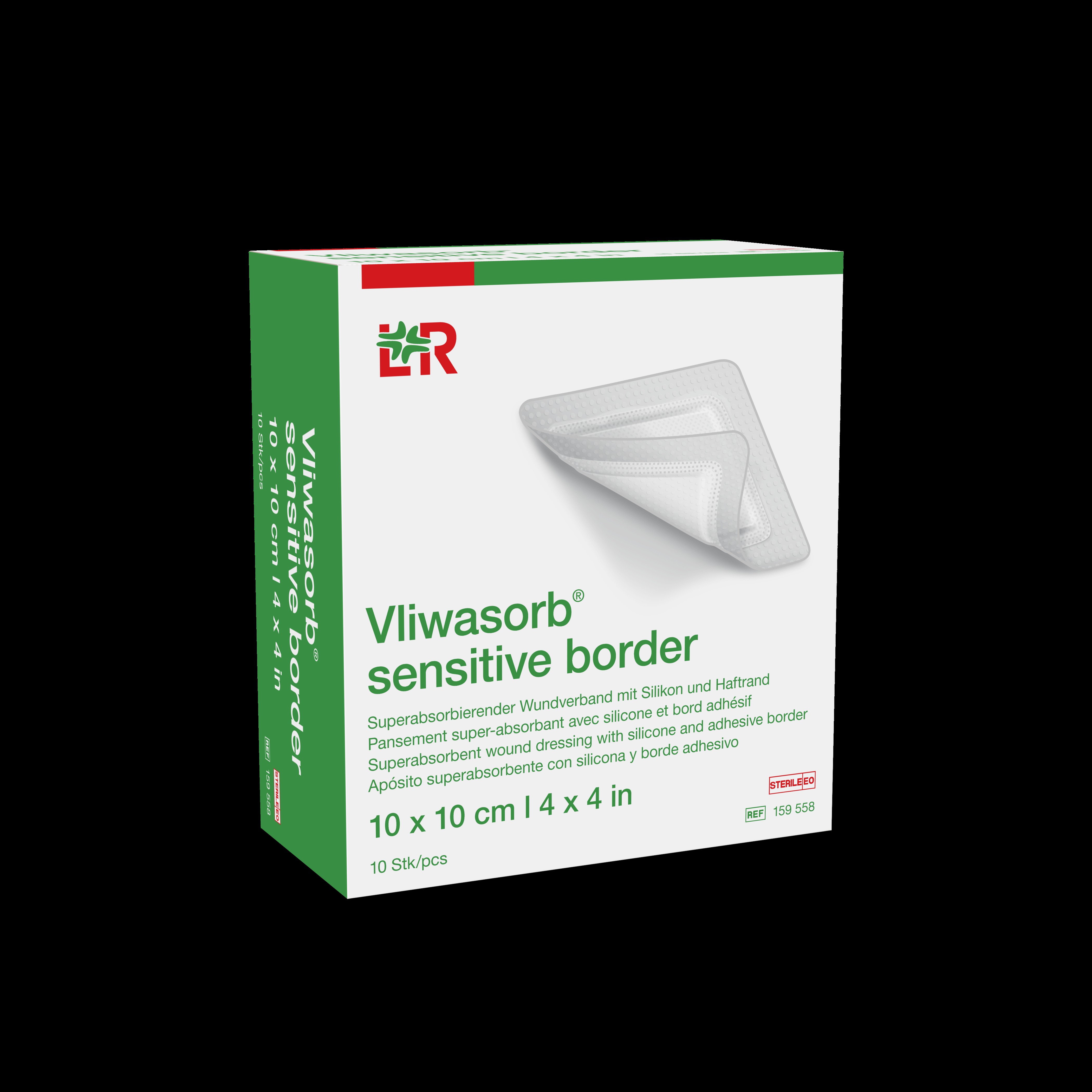 Huizhou Foryou Medical Devices Co., Ltd. Vliwasorb sensitive border mit Silikon steril, 10x10cm, 10 Stück
