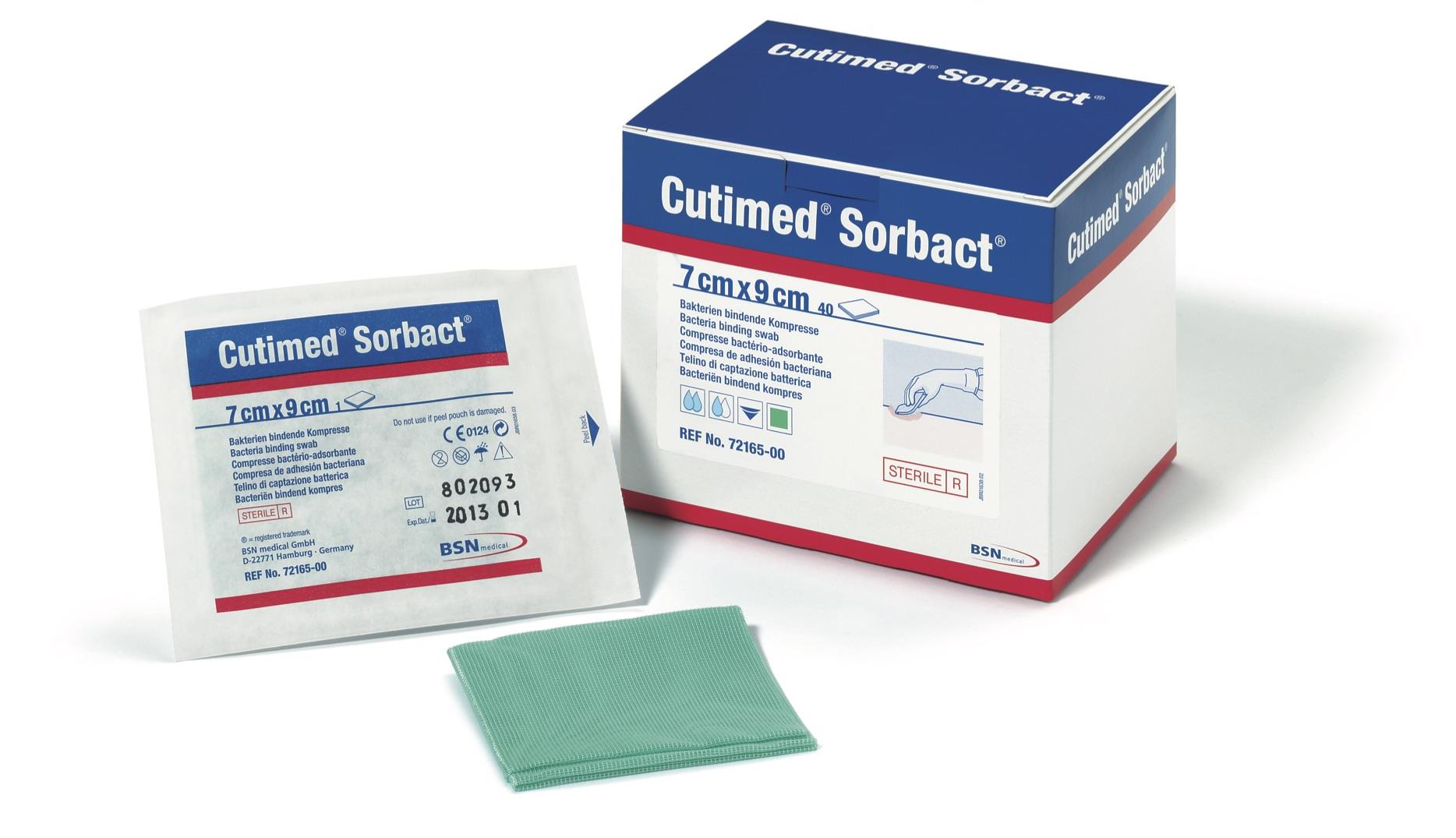 BSN medical GmbH Cutimed Sorbact SaugKompresse steril AP 6 10x10cm zur Keimred.Inf.Wunden