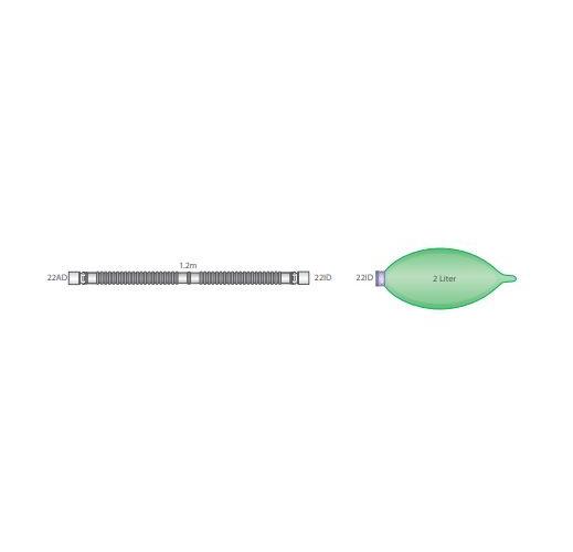 Flextube Handbeatmungsset 1,2m PK 20 mit Beutel 2L