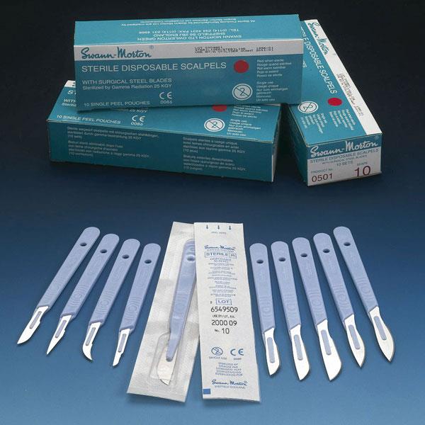 Swann Morton Einmalskalpelle Fig.15 AP 10 steril, Alu/Kunstst. Peel-Pck