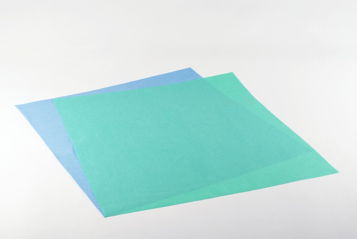 Interleaved Vlies blau/grün 52g/qm AP 200 75 x 75 Bogenverpackung