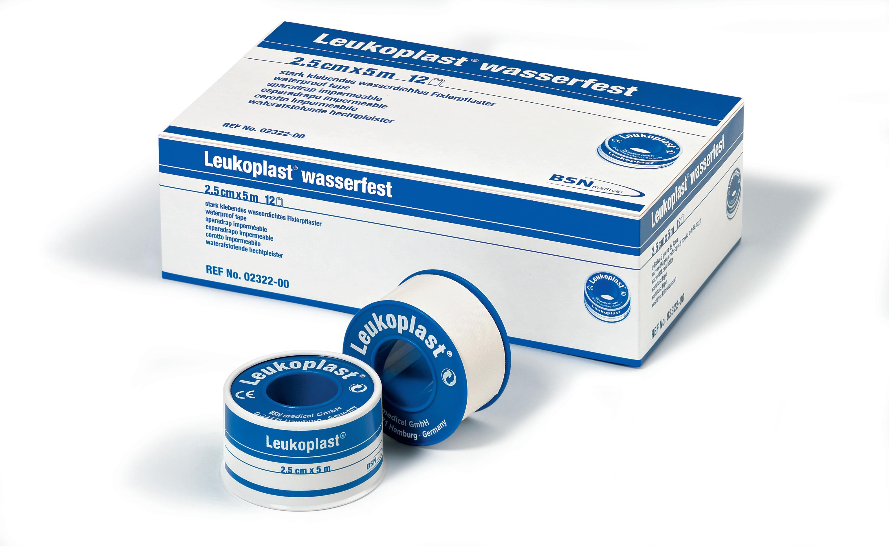 Leukoplast wasserfest 2,5cm x 5m MA 12 Zellwollgewebe, weiß,abwaschb