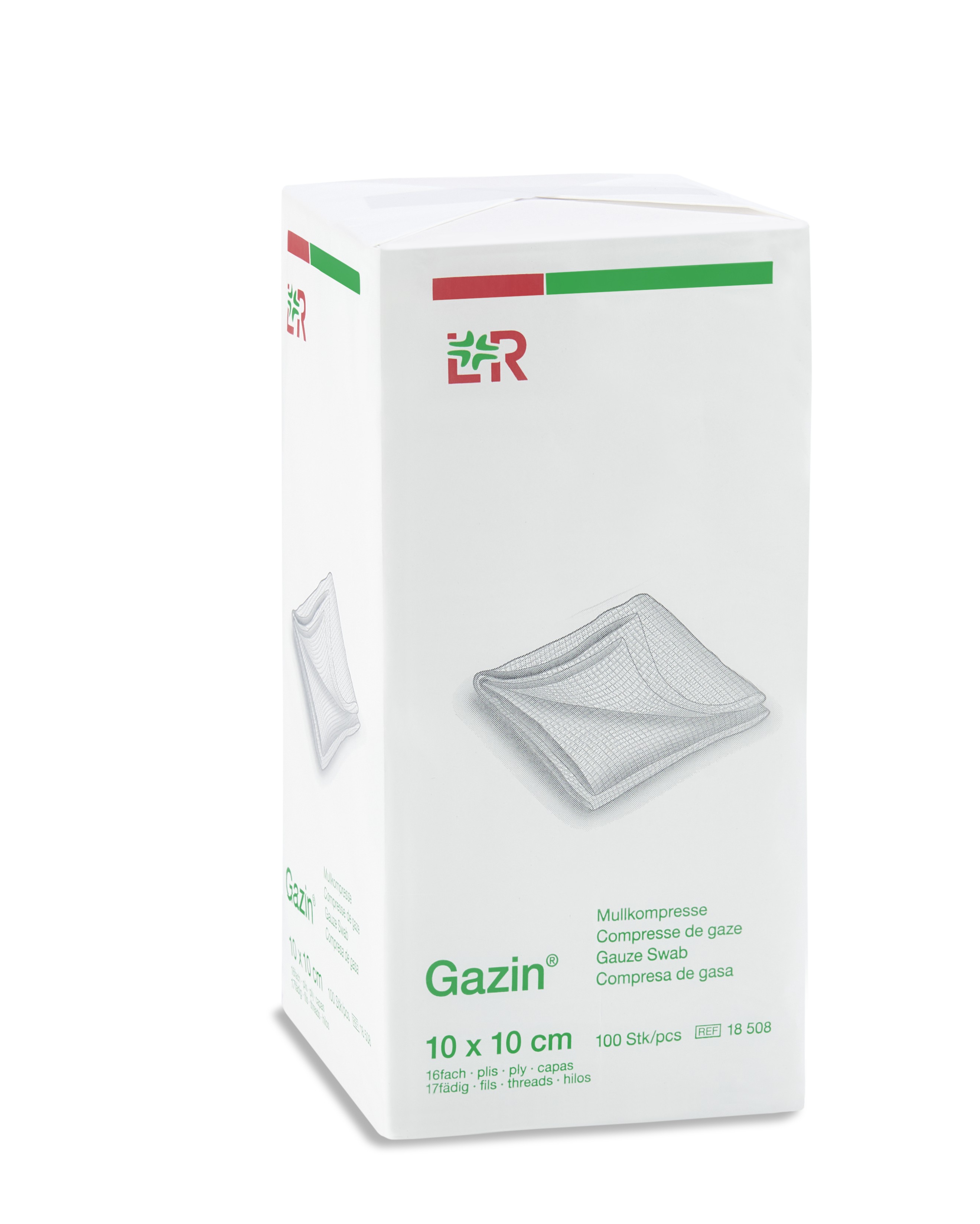 Gazin Mullkompresse 10x10cm, 16fach, 17fädig, 100 Stück