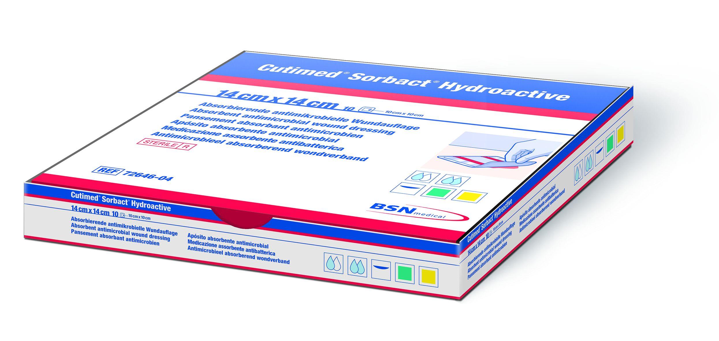 Cutimed Sorbact Hydroaktiv steril PK 10 14x24cm für infizierte Wunden