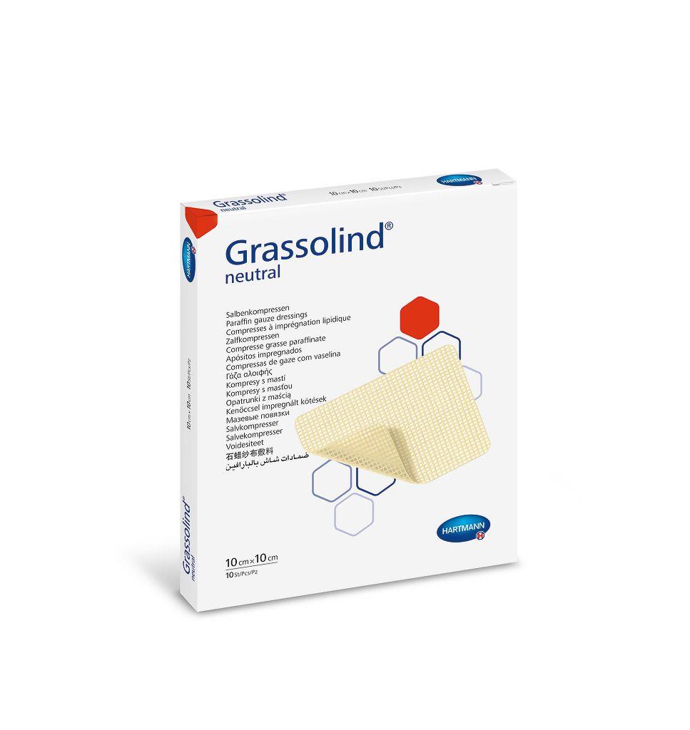 Grassolind 5 x 5cm steril AP 10 wirkstofffreie Salbenkompr.