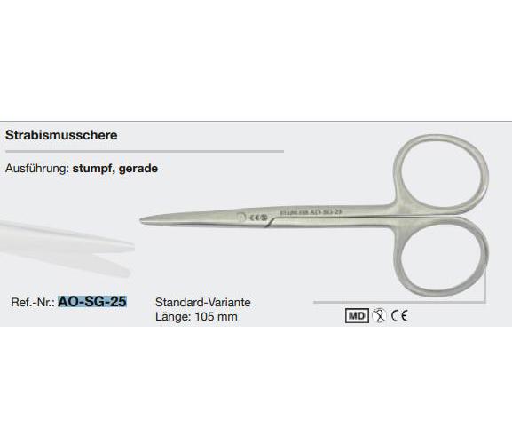 Scilo Strabismusschere gerade PK 20 Länge 104mm, stumpf, steril