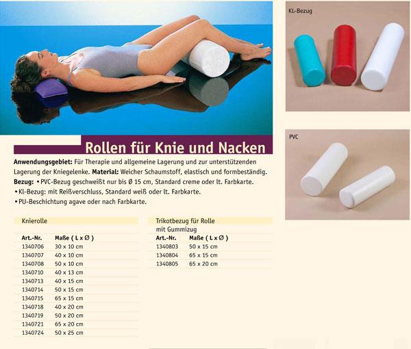 BISANZ Nacken und Knierolle 65x15cm verschweißt, mit PVC Bezug, creme