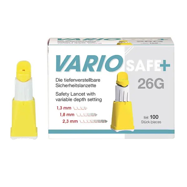 servoprax GmbH Vario Safe Plus Sicherheitslanzetten PK 100 26G m. 3 Einstichtiefen