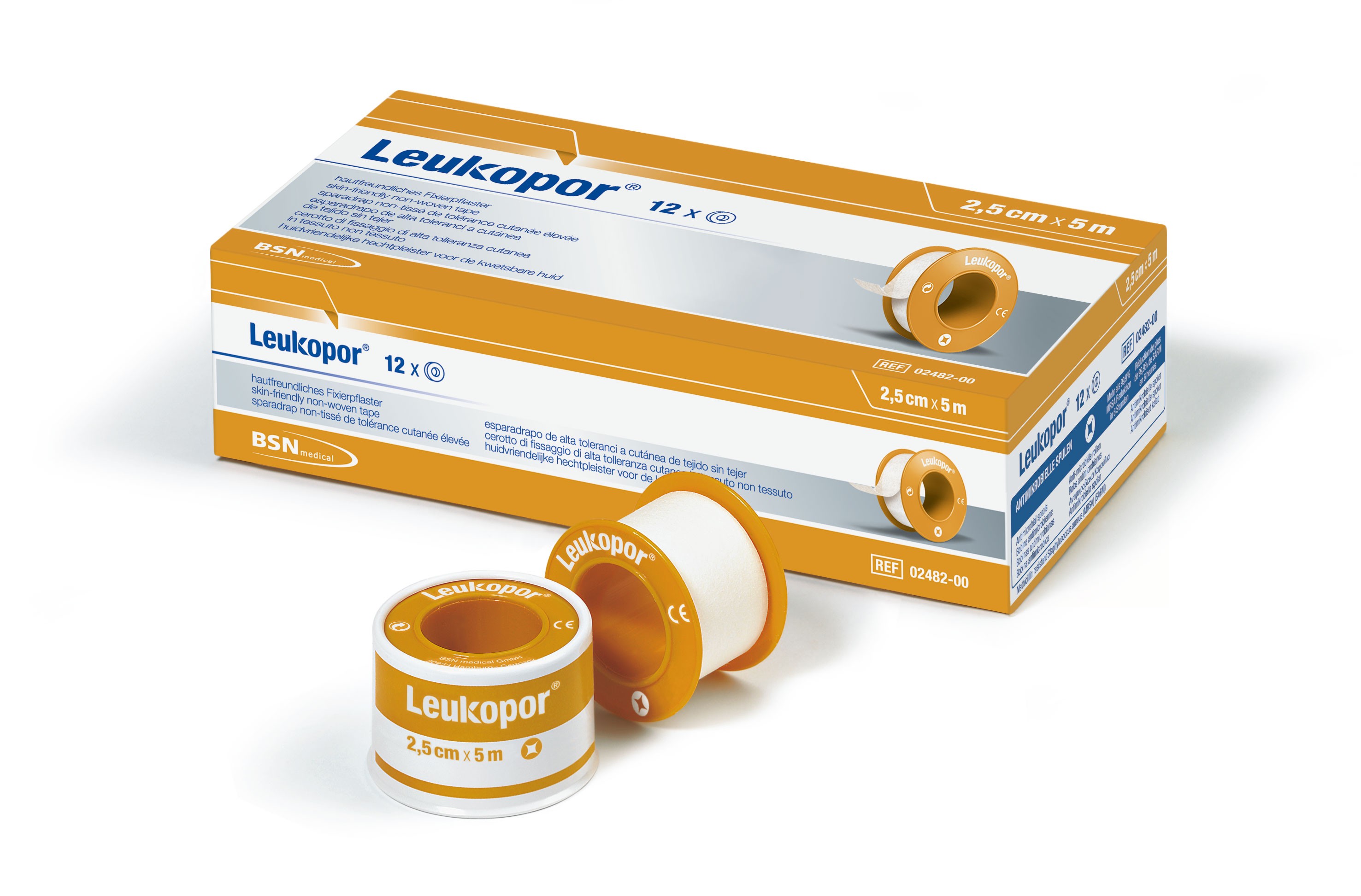 Leukopor 2,5cm x 5m im Schutzring Vliesstoff
