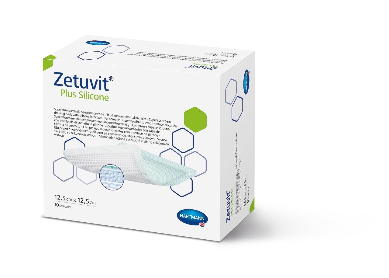 Paul Hartmann AG Zetuvit Plus Silicone 10x20cm PK 10 steril, Saugkompresse