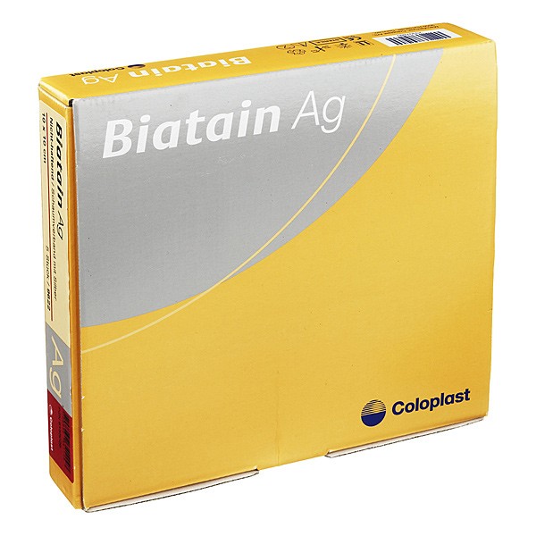 Biatain AG Schaumverband 10x10cm AP 5 nicht-haftend, m. Silber