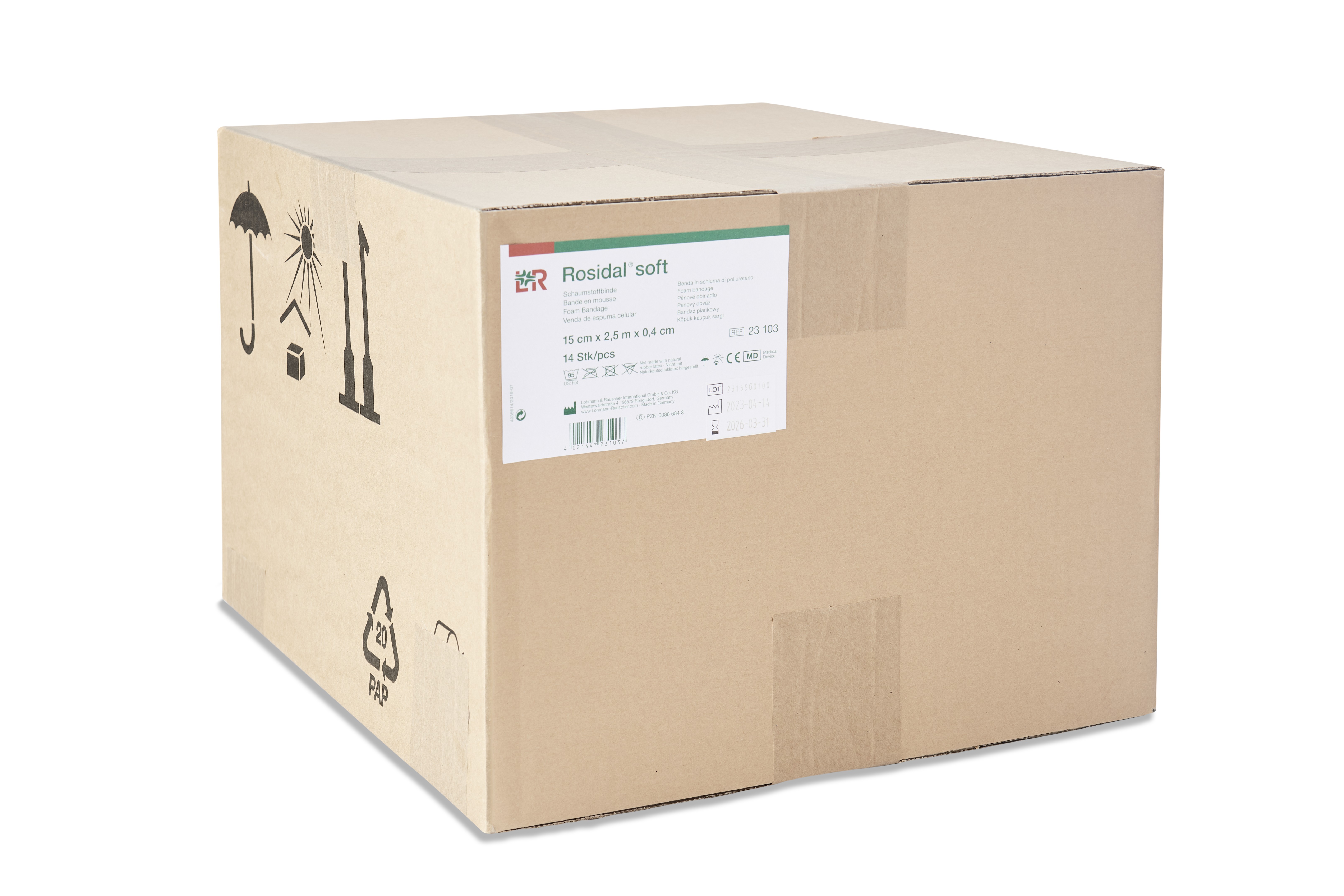 Rosidal soft Schaumstoffbinde 15cmx0,4cmx2,5m, lose im Kt., 14 Stk.
