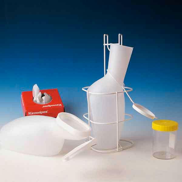 Urinflasche für Frauen Polyethylen 1L transparent-weiß, m.festverschl. Deckel