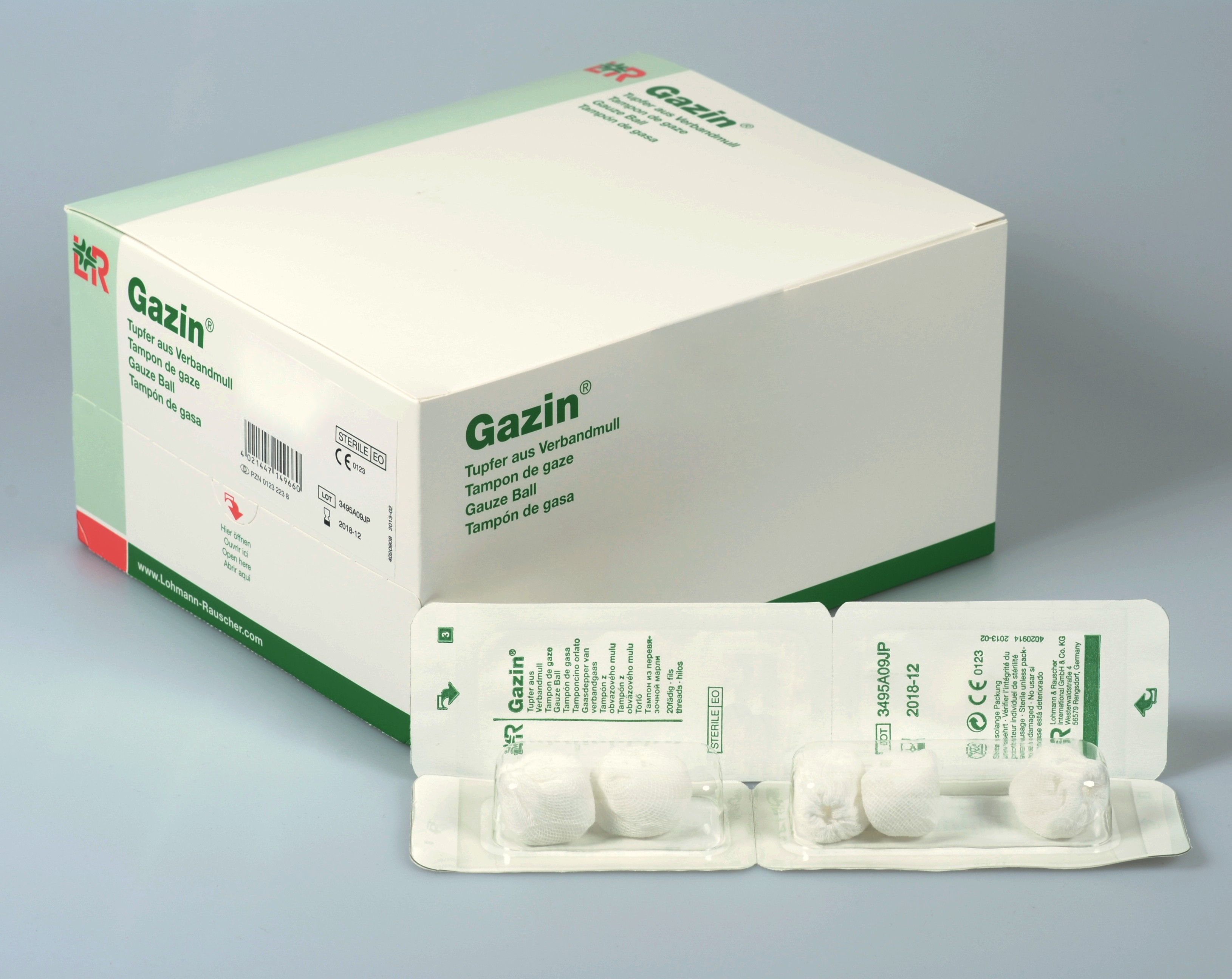 Gazin Tupfer aus Verbandmull steril Gr.3, pflaumengr, 20fdg, 2+3, 125 Stk