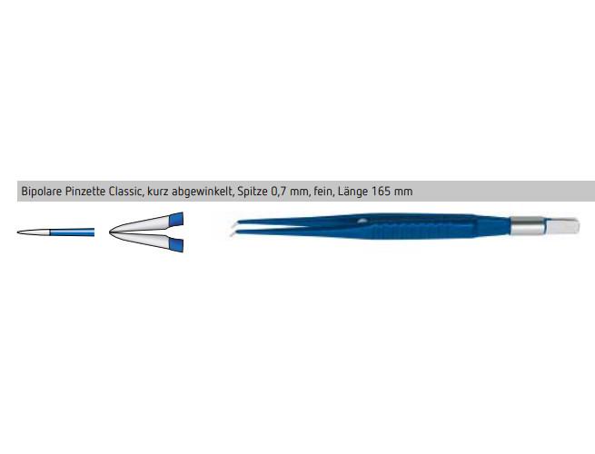 Bipolare Pinzette classic 16,5cm kurz abgewinkelt