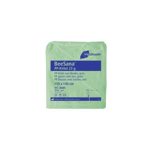 Meditrade GmbH Beesana Besucherkittel grün 23 g/m² PK 10x10 unsteril, PP-Vliesstoff
