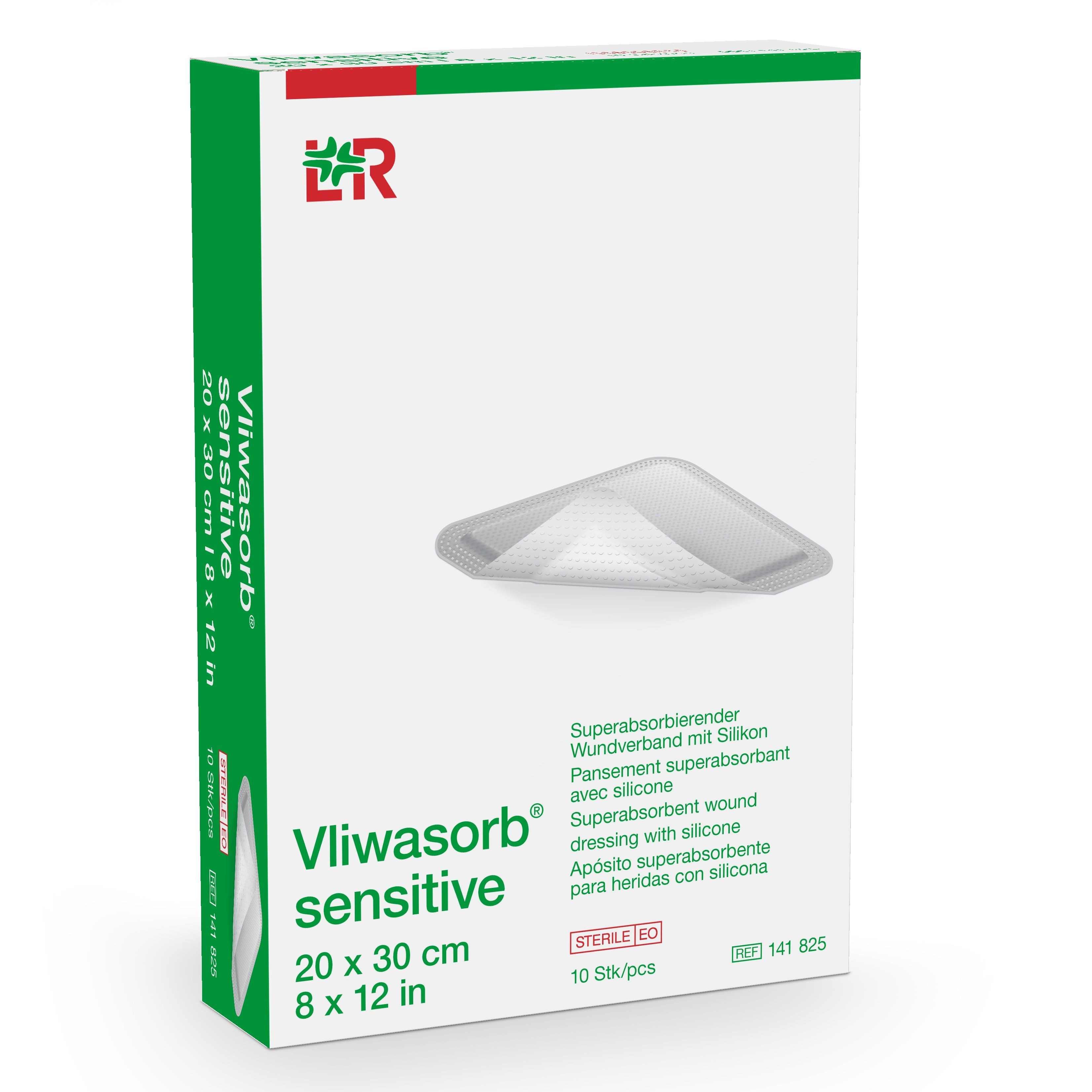 Vliwasorb sensitive superabs. WV Silikon steril, 20x30, 10 Stück