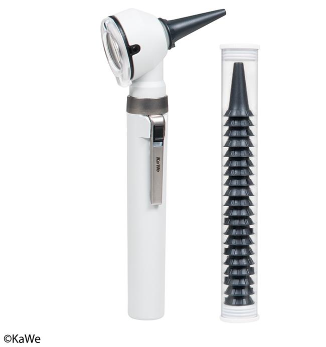 Piccolight C Otoskop 2,5V stone mit Ohrtrichtern, Stofftasche