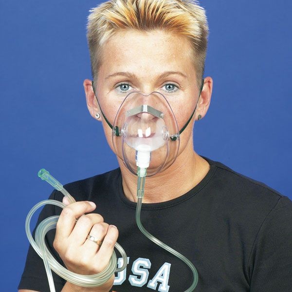 Sauerstoffmaske für Erwachsene 210cm Schlauch, Gummibänder+Nasenbgl