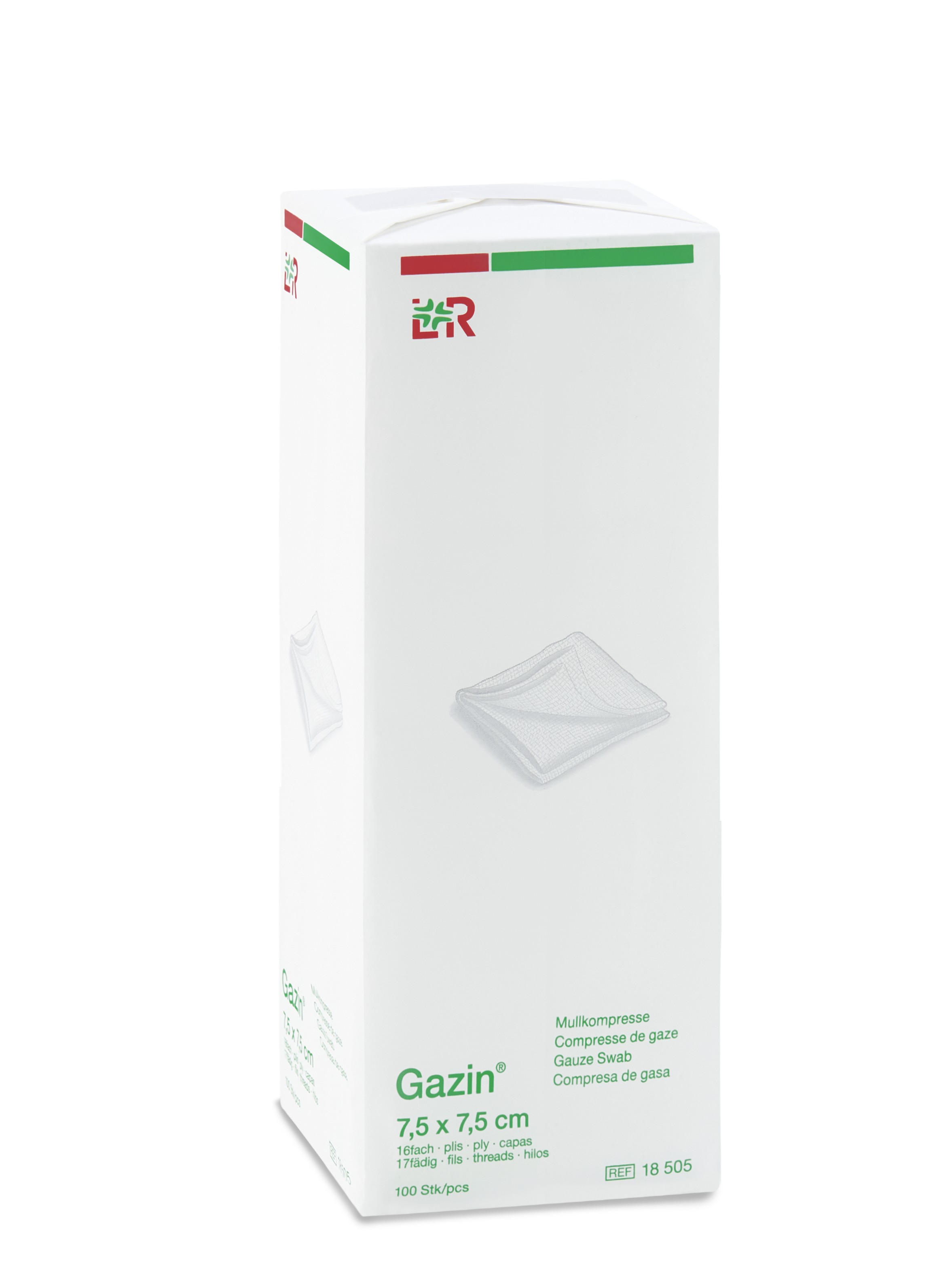 Gazin Mullkompresse 7,5x7,5cm, 16fach, 17fädig, 100 Stück