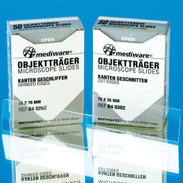 servoprax GmbH Mediware ECO-Objektträger 76x26mm AP 50 ohne Mattrand, Kanten geschnitten