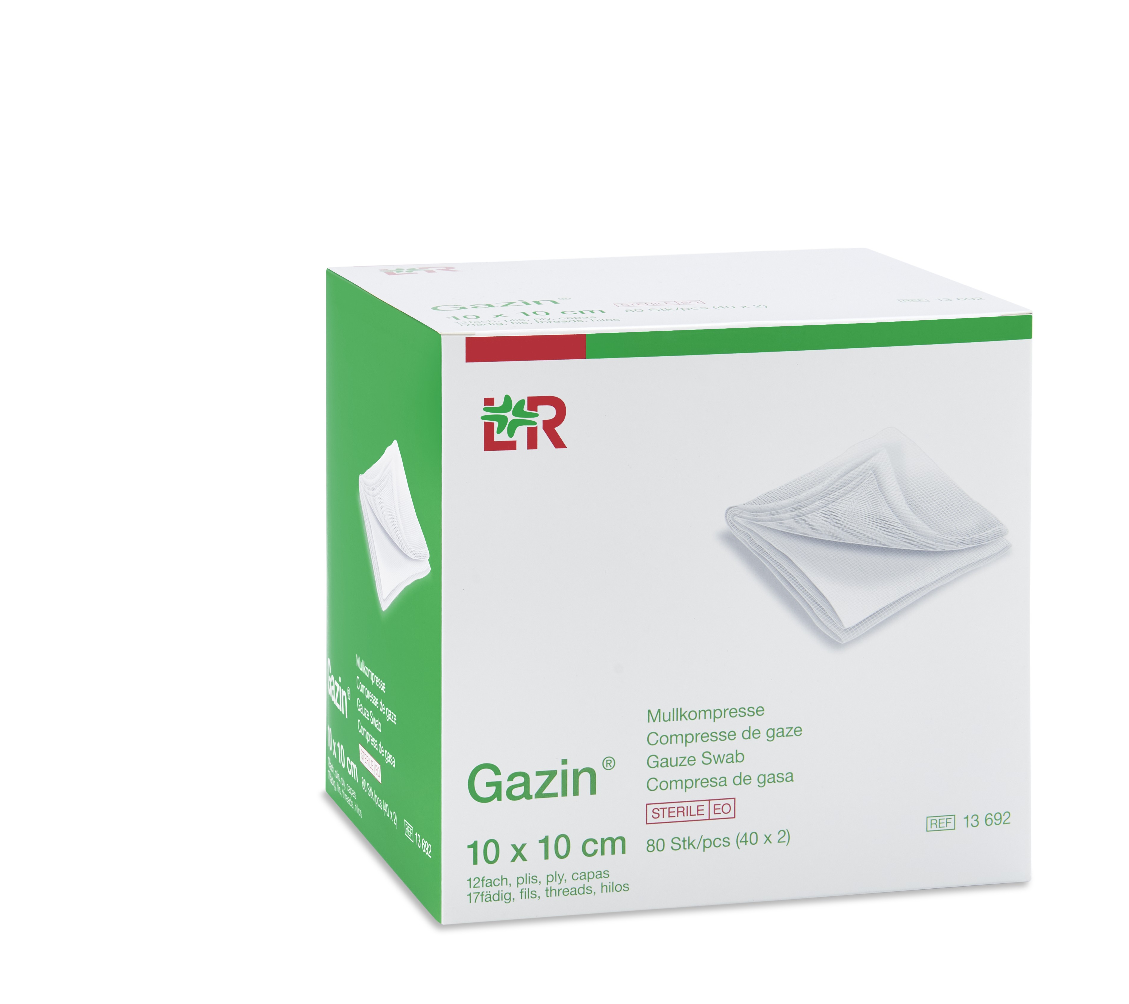 Gazin Mullkompresse steril, 10x10cm, 12f, 17fdg, 40x2 Stk
