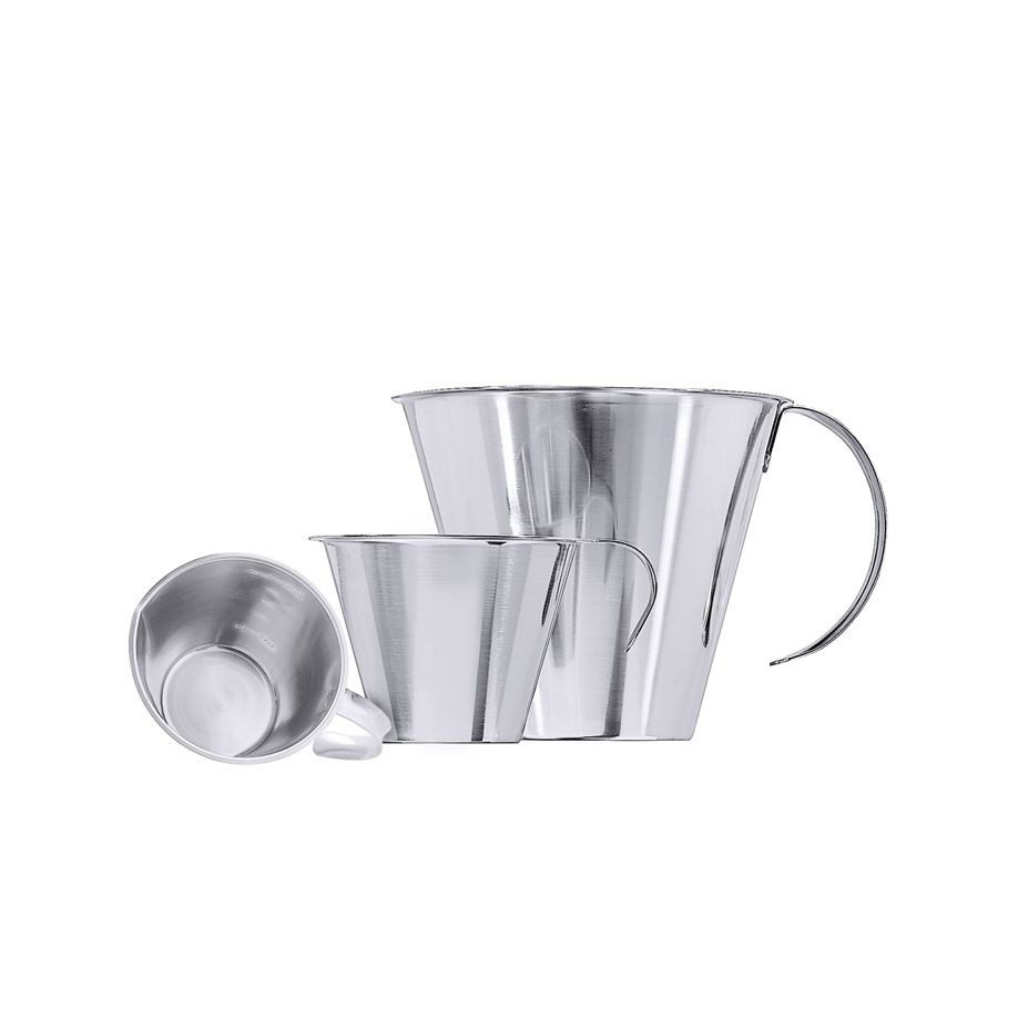 Messbecher Edelstahl 18/10 250 ml innen graduiert Maßzahlen 50ml