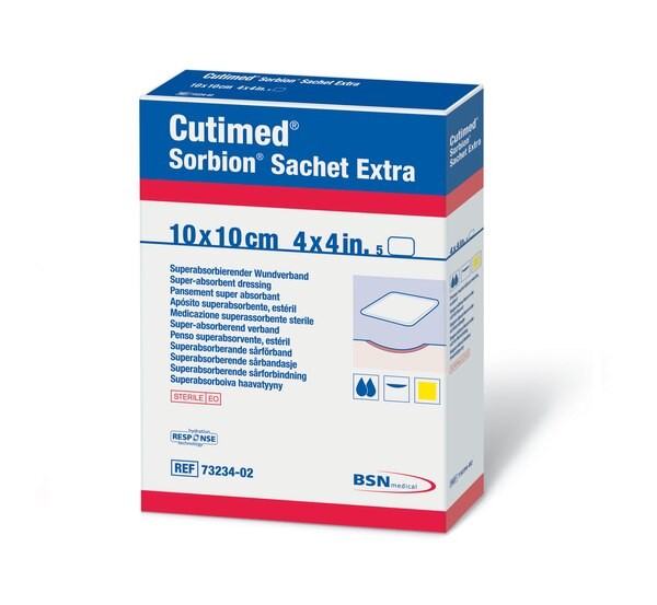 Cutimed Sorbion Sachet Extra 10x10cm AP 5 superabsorbierender Wundverband