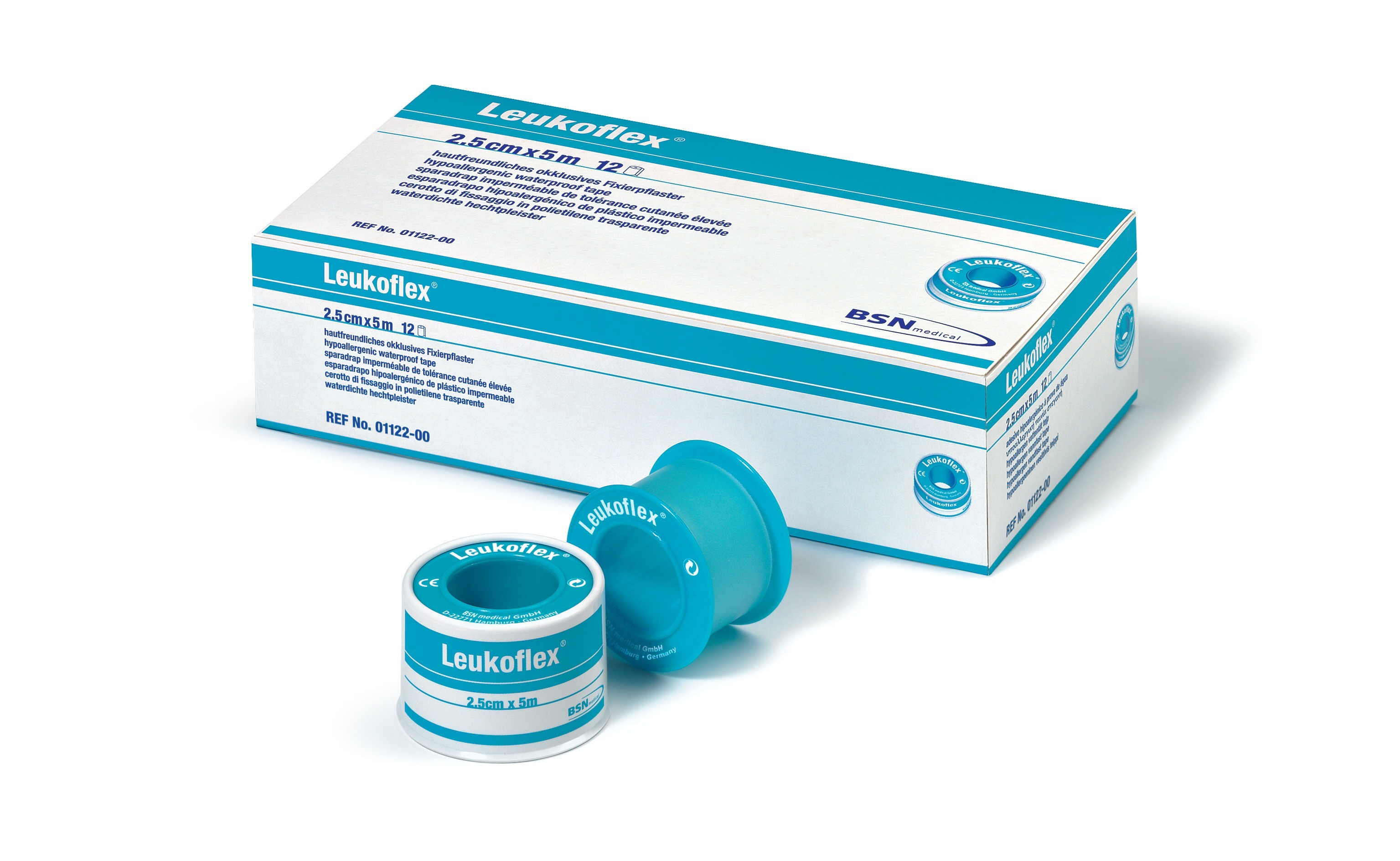 Leukoflex 2,5cm x 5m im Schutzring transparente Folie