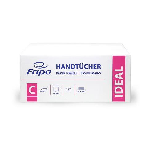 Fripa Ideal Handtücher 1-lg., weiß PK 3600 25x33cm C-Falz