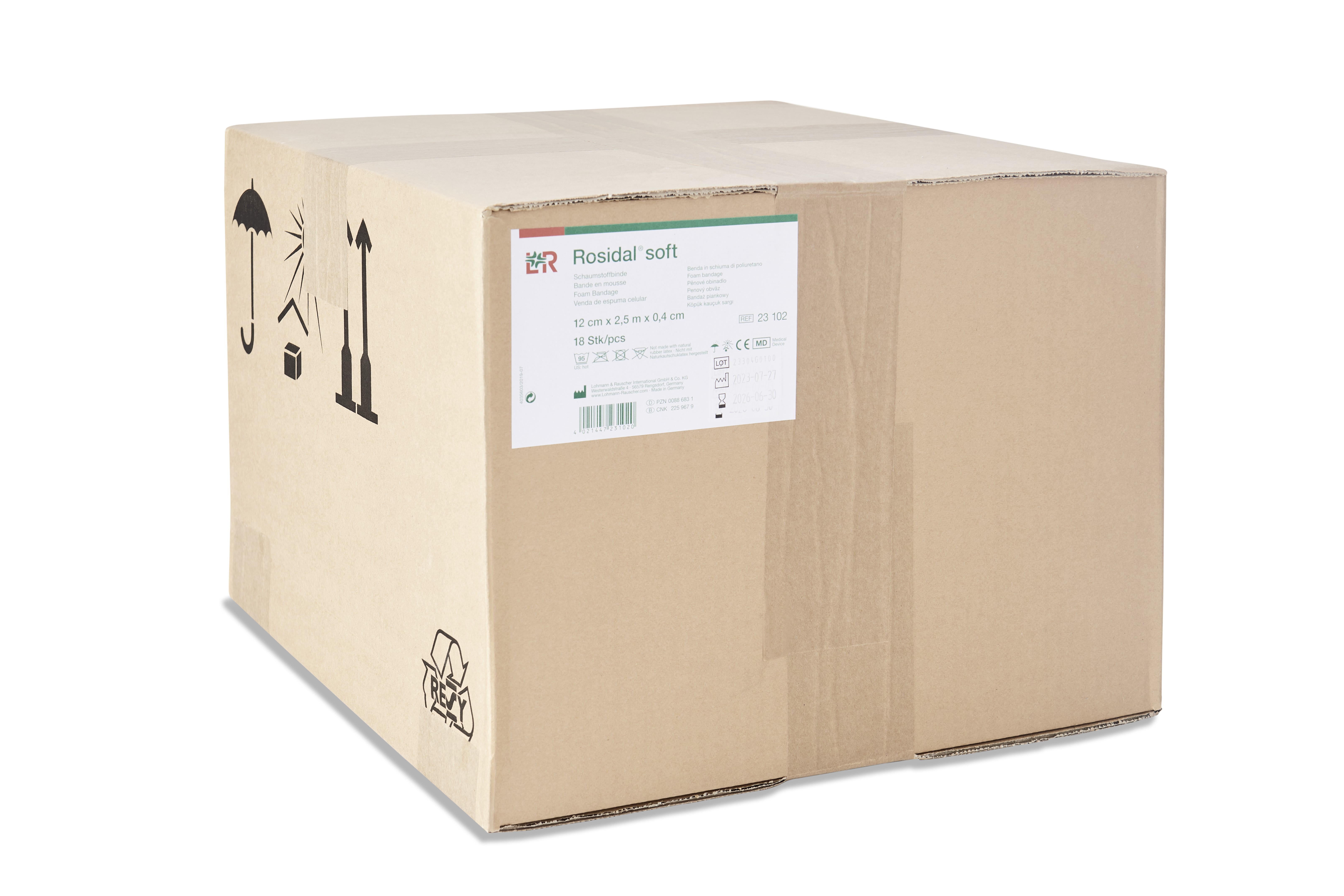 Rosidal soft Schaumstoffbinde 12cmx0,4cmx2,5m, lose im Kt., 18 Stk.