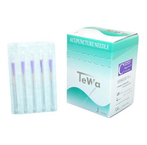 TeWa Akupunkturnadel CJ-Type 2540 lila AP 100 0,25x40mm m.Kupfergriff+Führungsrohr