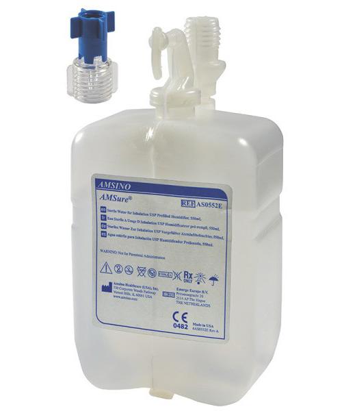 AMSure steriles Wasser 550ml PK 12 m. Befeuchtungsadapter