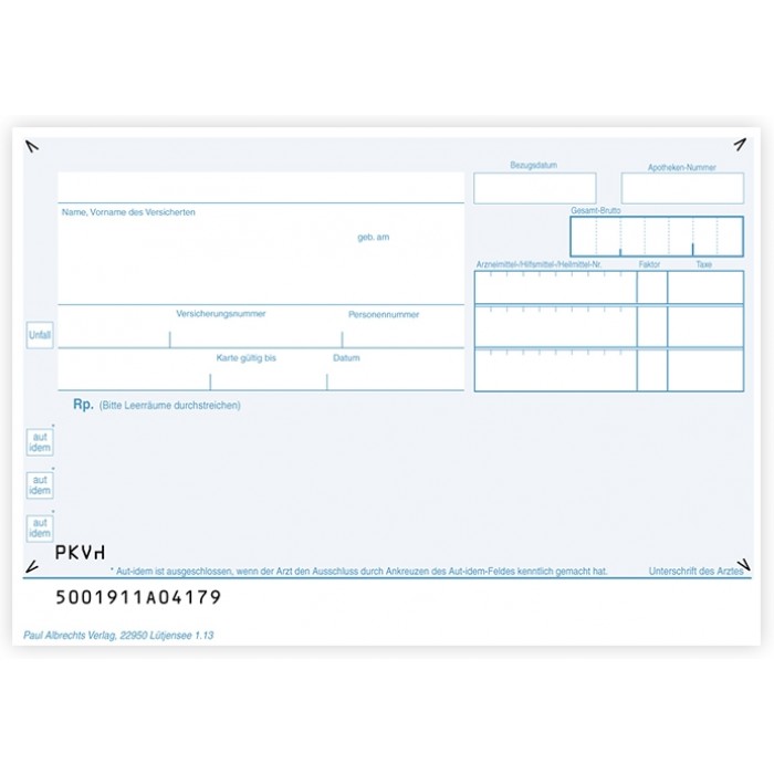PKV-Privatrezept mit Wasserzeichen PKV-Privatrezept mit Wasserzeichen
