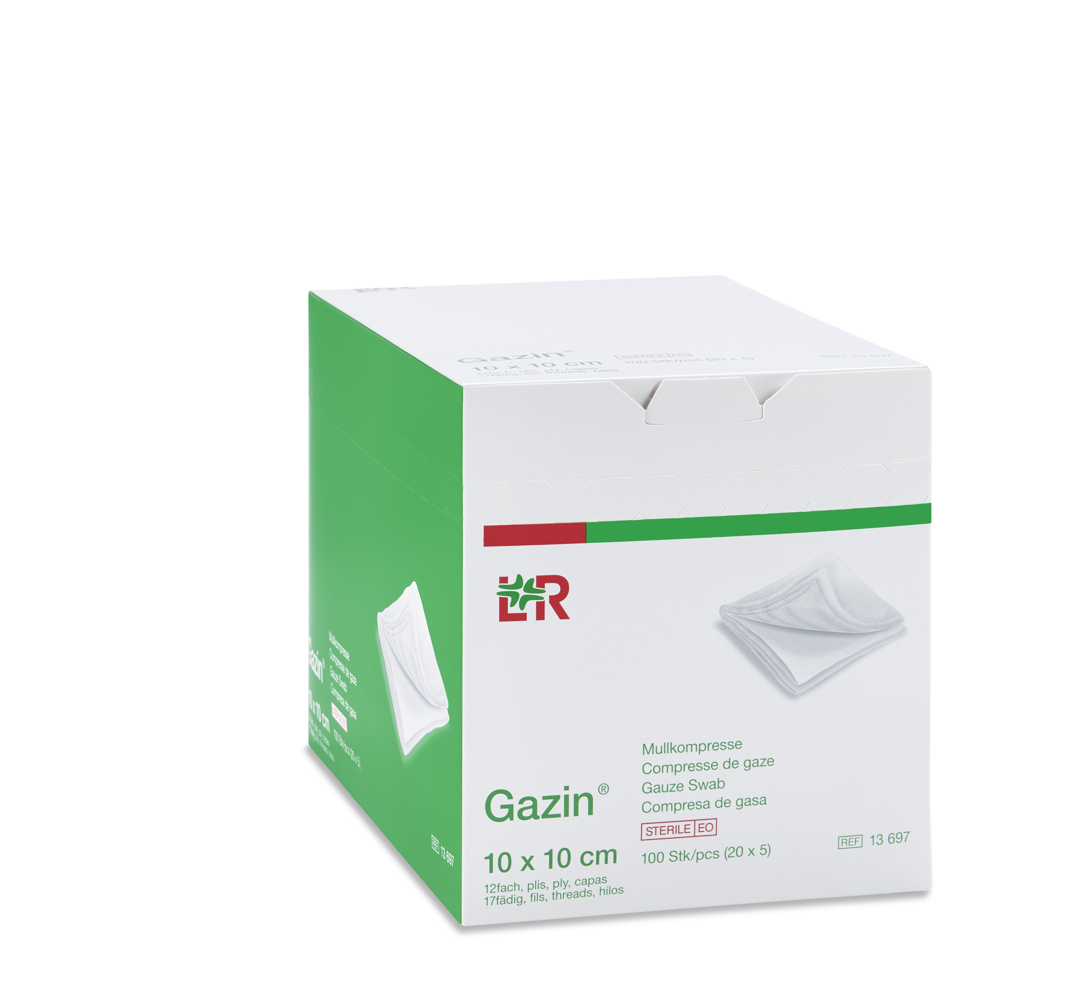 Gazin Mullkompresse steril, 10x10cm, 12f, 17fdg, 20x5 Stk