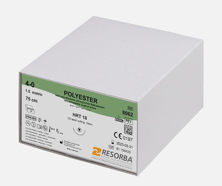 Polyester 5/0 grün geflochten 8022 PK 36 HR 17 75cm