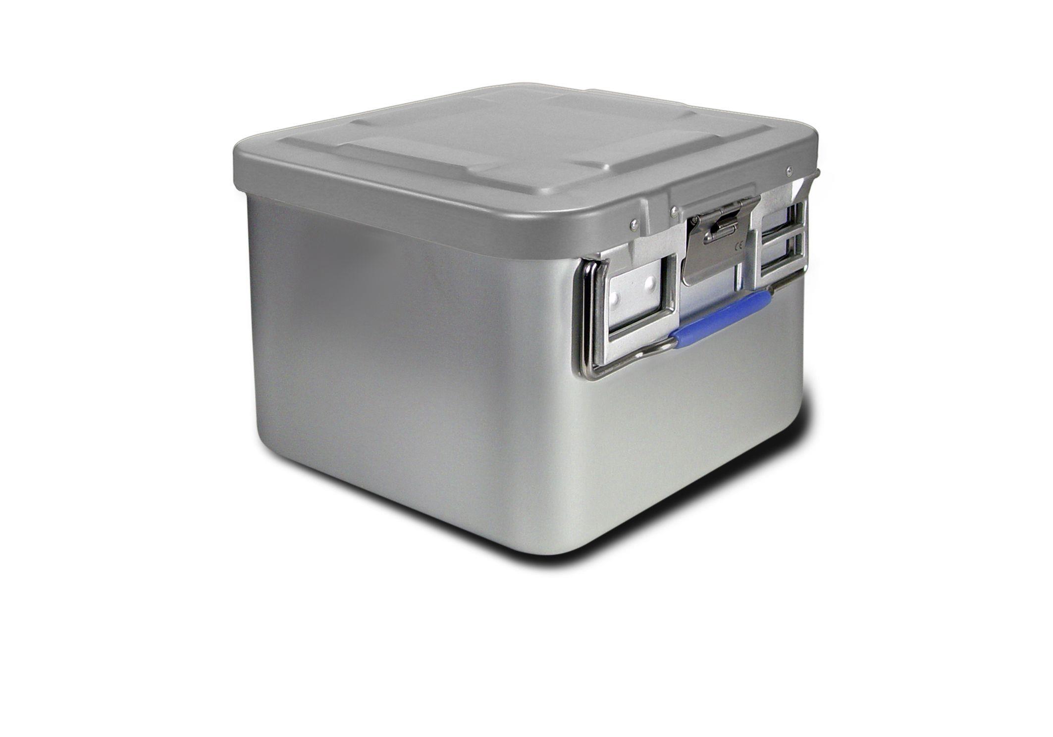 Container Alu 285x280x100mm mit Deckel blau und Wanne ungelocht