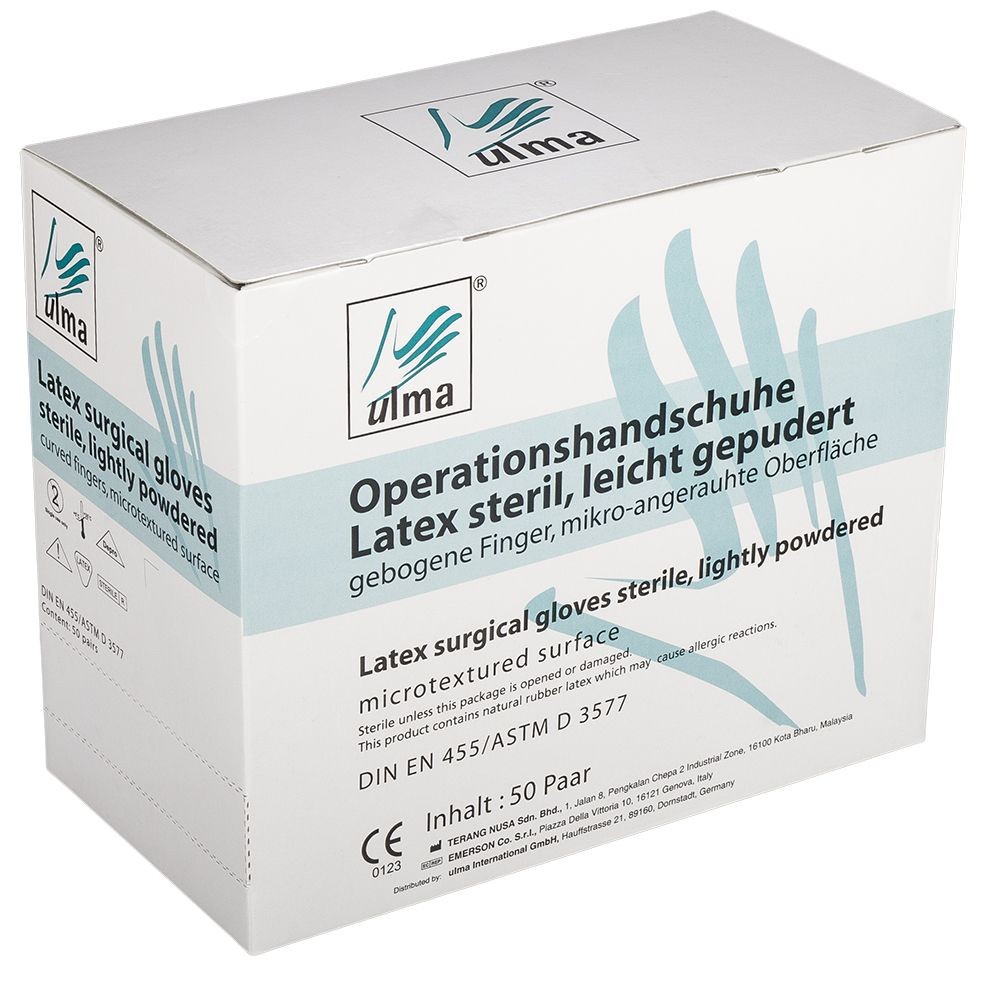ULMA OP-Handschuhe Gr. 6,5 gepudert AP 50 Mikro-angeraut, gebogene Finger