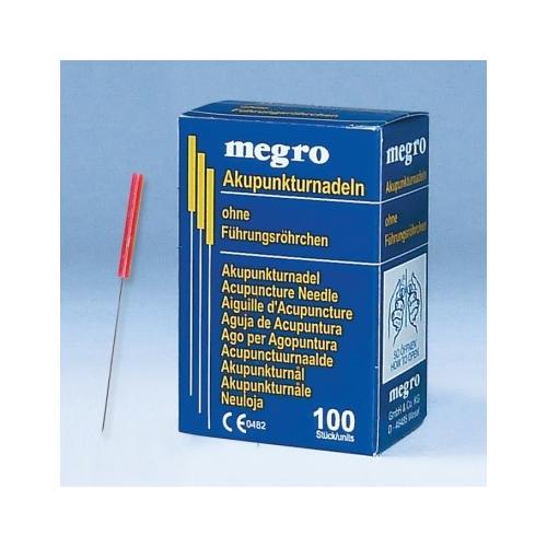 Megro Akupunkturnadeln TypA3 0,3x30mm AP 100 orange mit Kunststoffgriff, o.F.