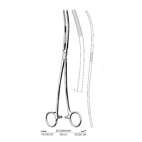 VEHU-MEDICAL Schwammzange BOZEMANN S-Form 26,0cm gebogen