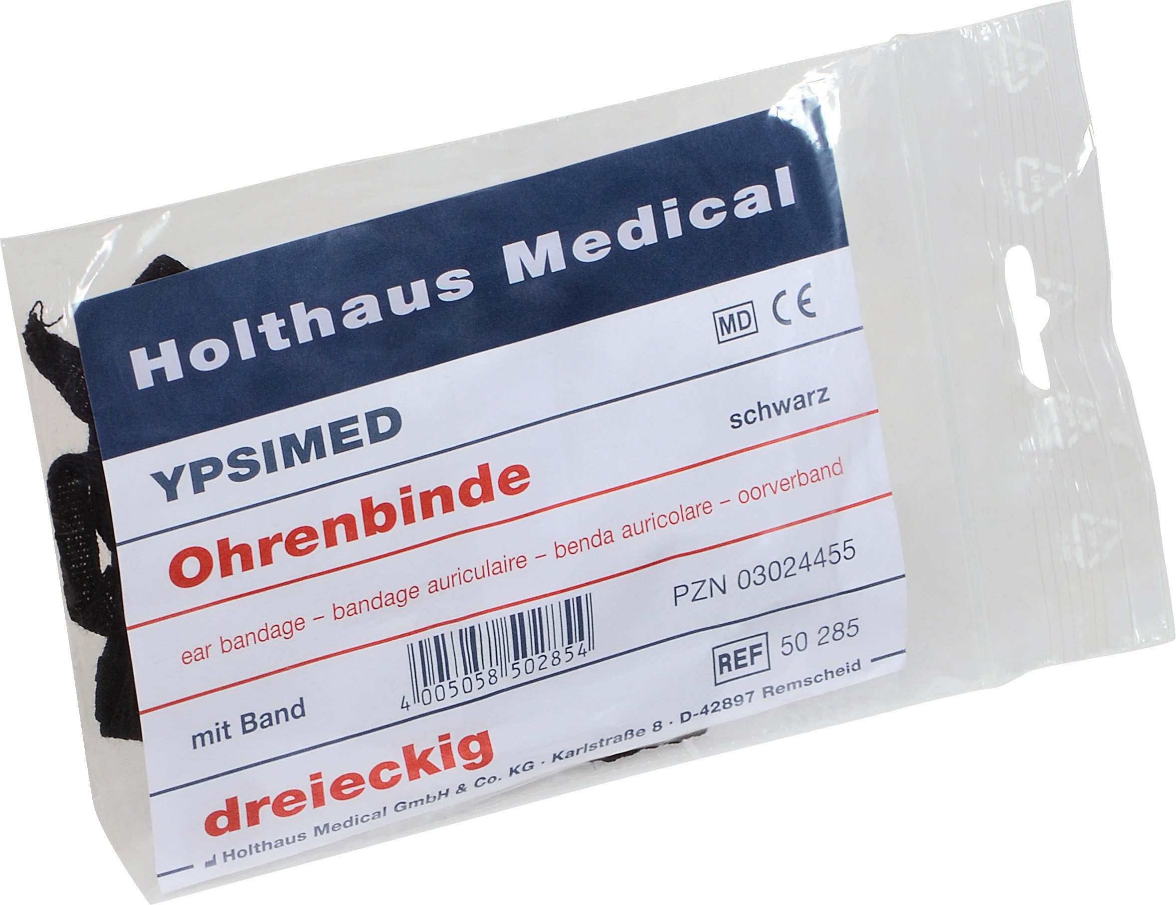 Ypsimed Ohrenbinde schwarz dreieckig, 11x13cm