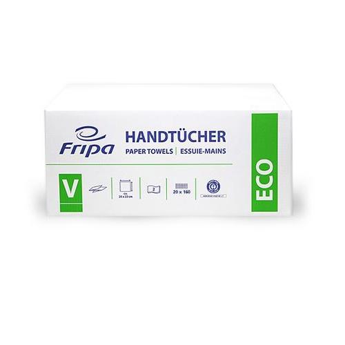 Fripa Eco Papierhandtücher 2-lg., weiß PK 3200 25x23cm V-Falz,recy