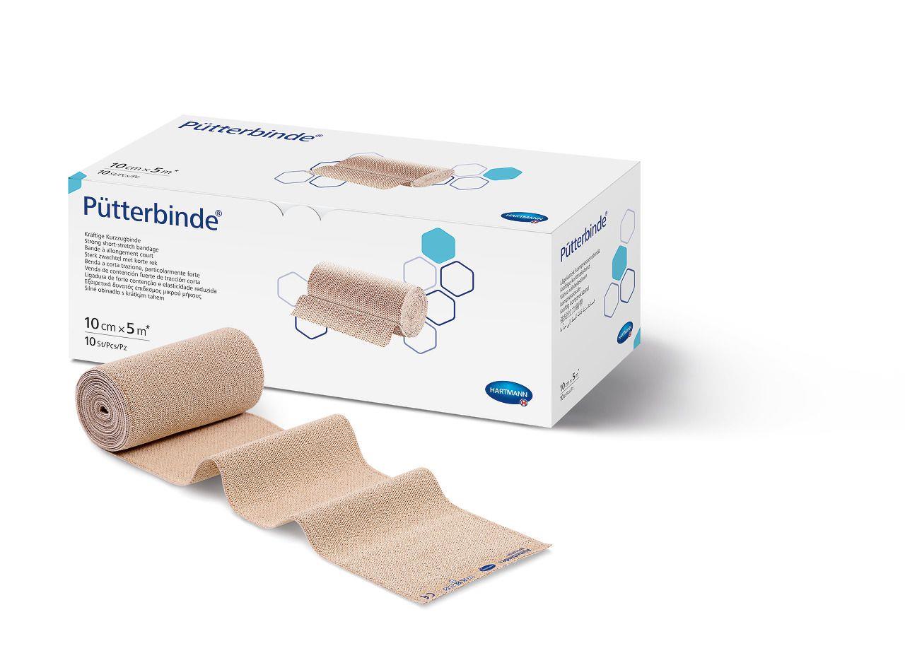 Pütterbinde 12cm x 5m einzeln m. VK textilelast., kräftige Kurzzugbinde