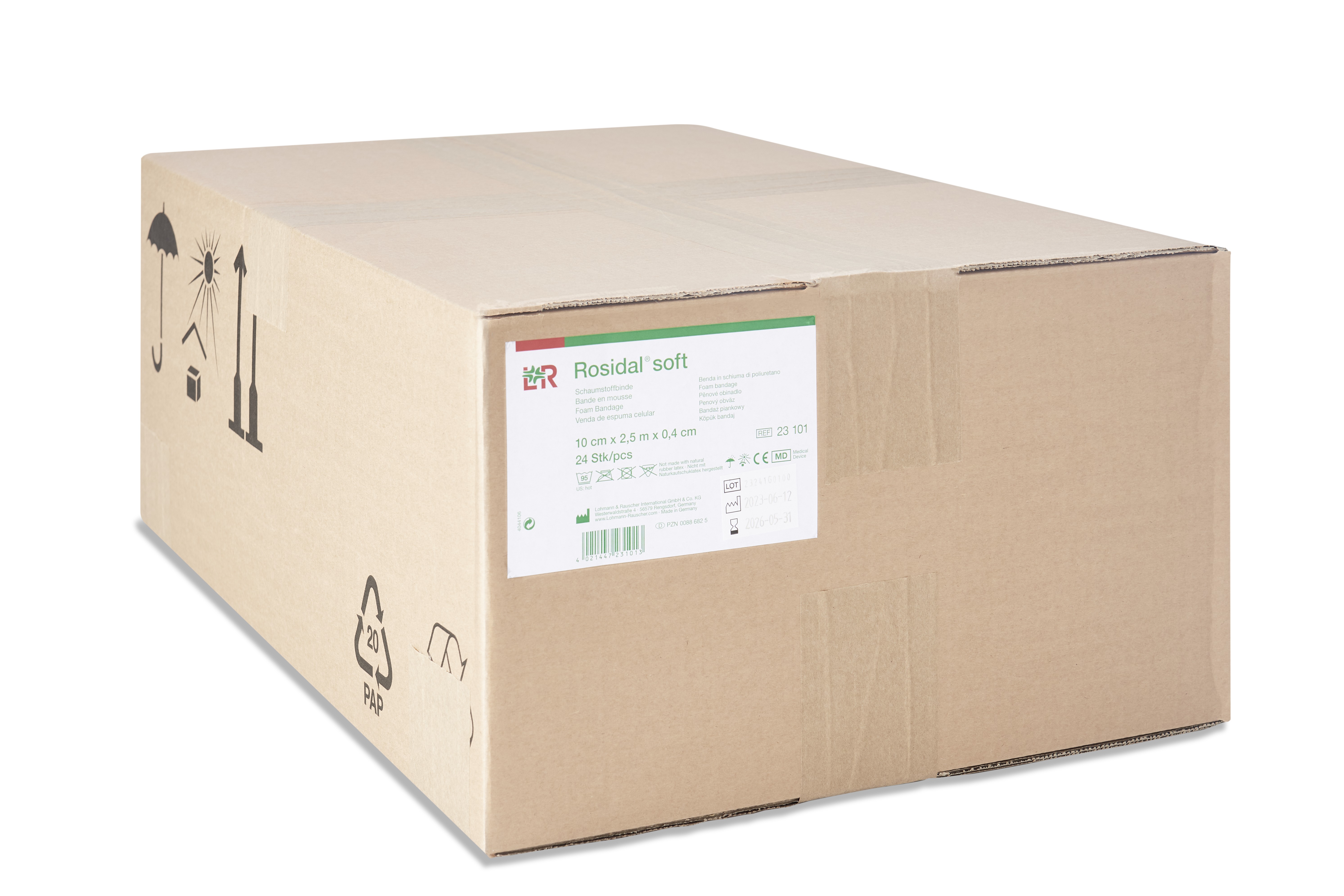 Rosidal soft Schaumstoffbinde 10cmx0,4cmx2,5m, lose im Kt., 24 Stk.