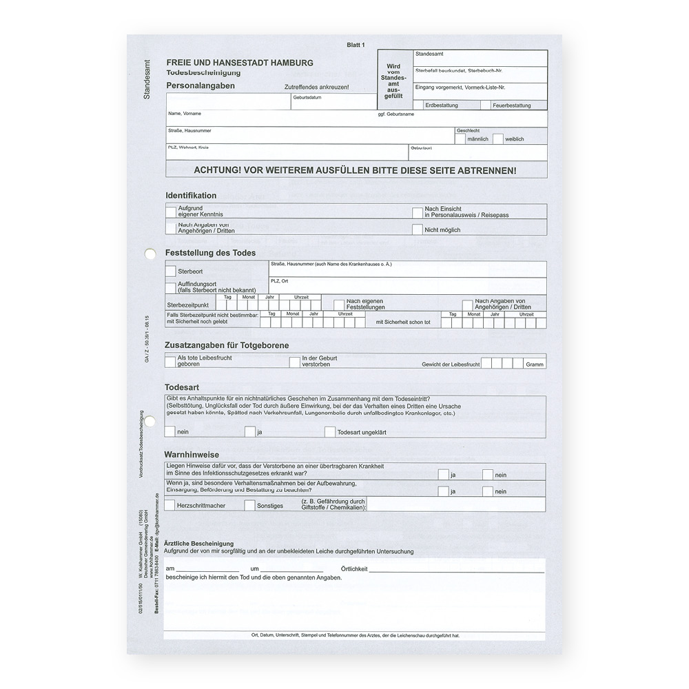 Todesbescheinigung Todesbescheinigung