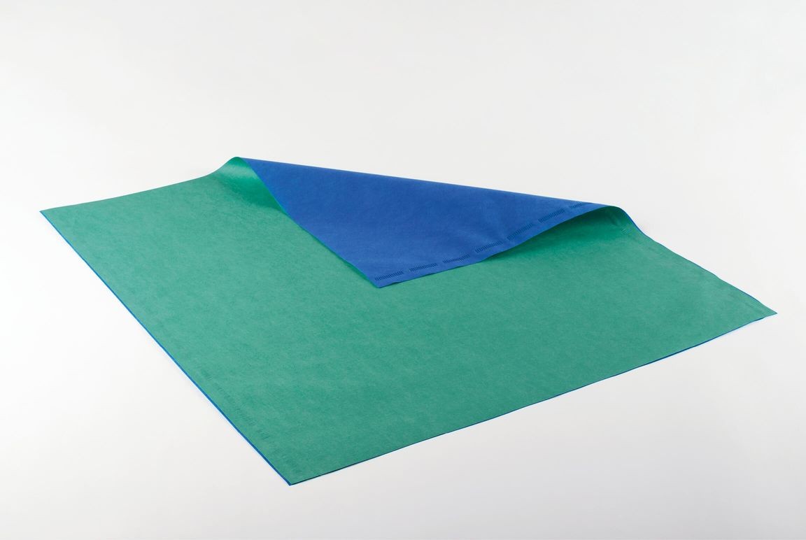 Doppelbogen Vlies Polypropylen SMMMS PK 54 120 x 120 blau/grün 43g