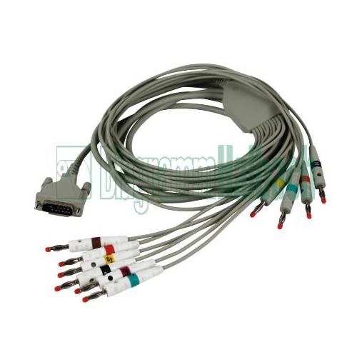 DIAGRAMM HALBACH Schiller Diagnose EKG-Kabel 10-adrig Komplettkabel, 4mm Bananenstecker, 3,1m